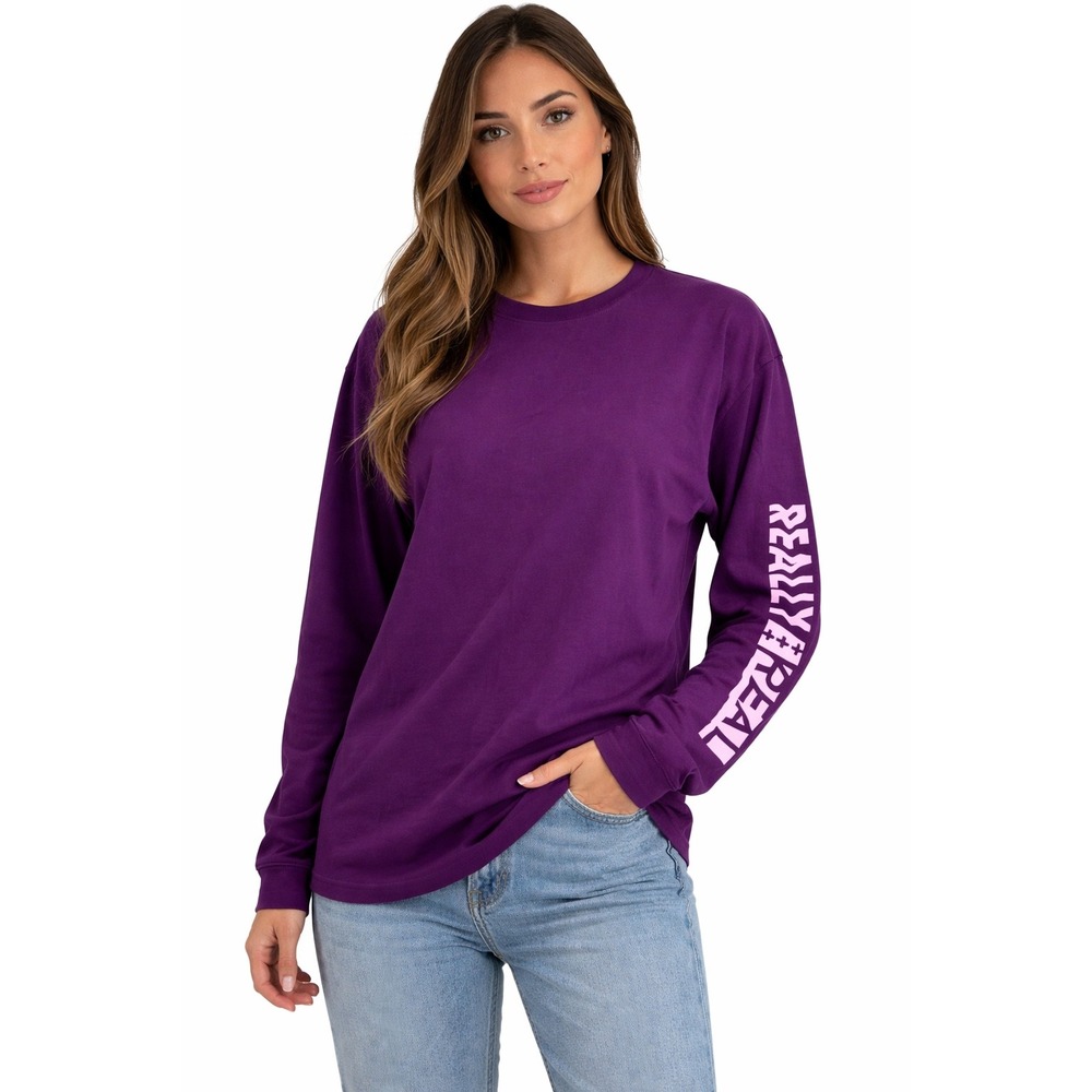 BP + Wildfang Women's Purple Really Real Graphic Long Sleeve T-Shirt Small
